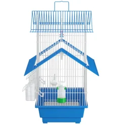 Vogelkäfig 30 x 23 x 45 cm weiss/blau