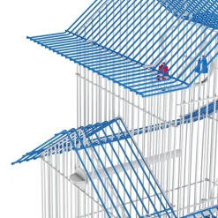 Vogelkäfig 30 x 23 x 45 cm weiss/blau