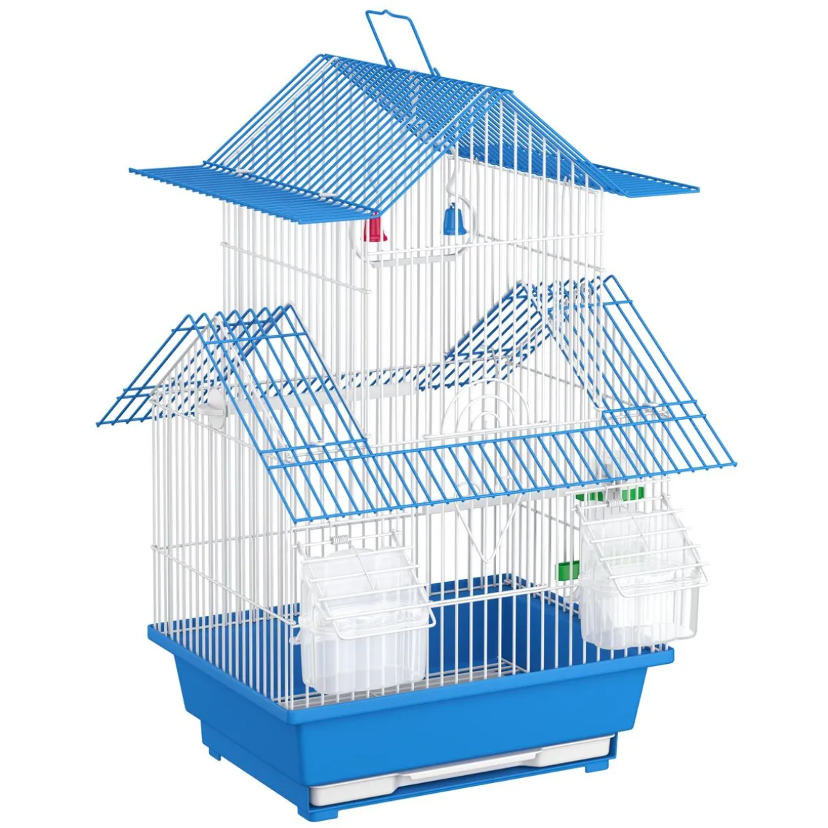 Vogelkäfig 30 x 23 x 45 cm weiss/blau