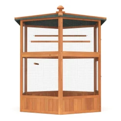 Vogelvoliere Holz 150 x 160 cm 6-eckig