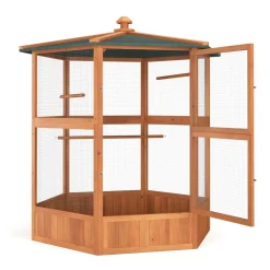 Vogelvoliere Holz 150 x 160 cm 6-eckig