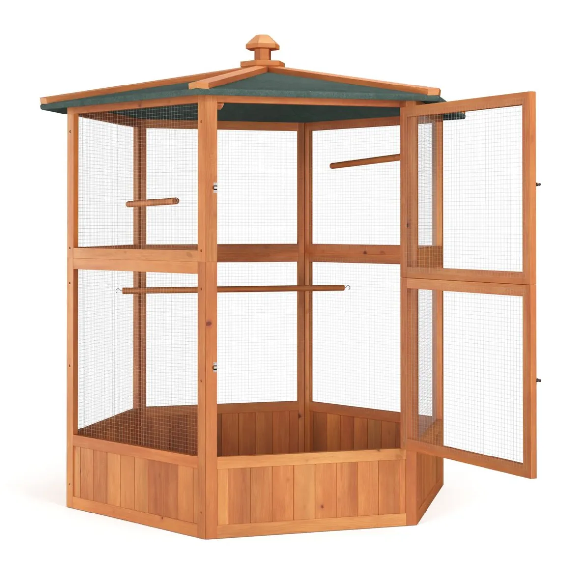 Vogelvoliere Holz 150 x 160 cm 6-eckig