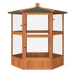 Vogelvoliere Holz 150 x 160 cm 6-eckig