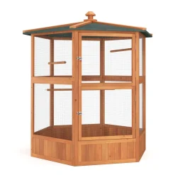 Vogelvoliere Holz 150 x 160 cm 6-eckig