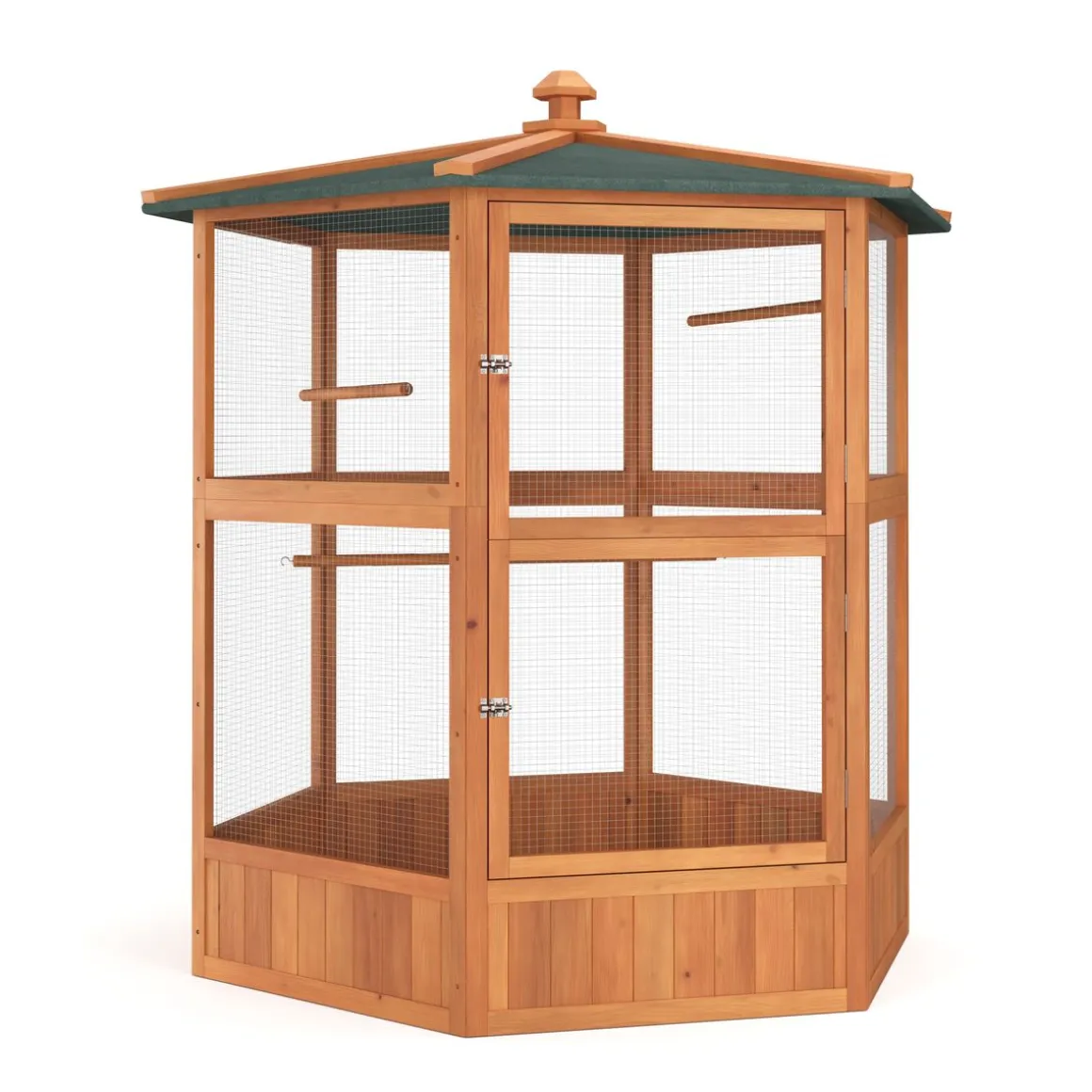 Vogelvoliere Holz 150 x 160 cm 6-eckig