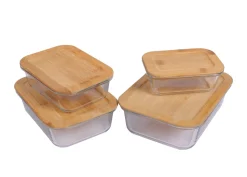 Vorratsbehälter Set Glas 4-teilig mit Bambusdeckel