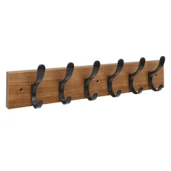 Wandgarderobe Holz BERGAMO mit 6 Haken 44 x 8 cm