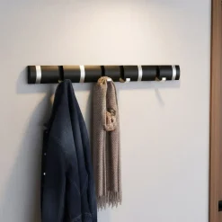 Wandgarderobe mit 8 Haken schwarz