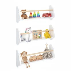 Wandregal Kinderzimmer DREAMYCLOUD 3er Set weiss/natur