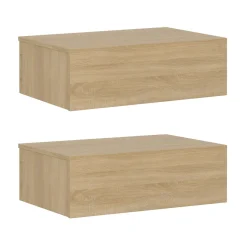 Wandregal mit Schublade OTIS 2er Set hellbraun