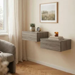 Wandregal mit Schublade OTIS 2er Set dunkelbraun