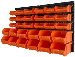 Wandregal mit Stapelboxen 30-teilig