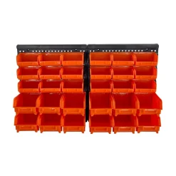 Wandregal mit Stapelboxen 30-teilig