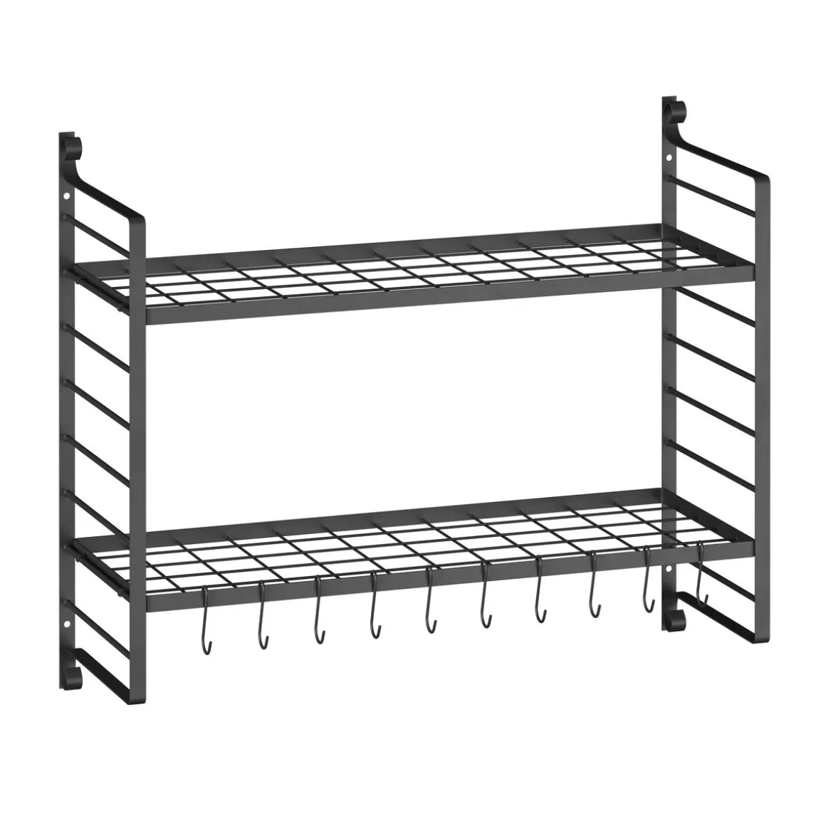 Wandregal Topfregal Eisen 76 x 30 x 62 cm schwarz
