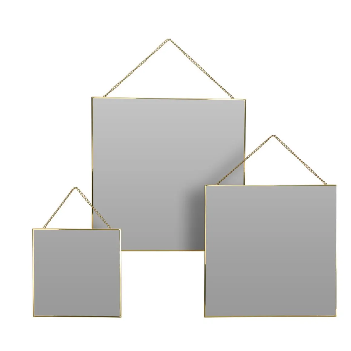 Wandspiegel Set quadratisch 3-teilig gold