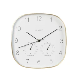 Wanduhr Wetterstation 28 cm weiss/gold