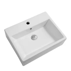 Waschbecken Keramik rechteckig 52 x 42 cm weiss