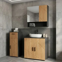 Waschbeckenunterschrank AQUALIA 60 x 30 x 60 cm braun/schwarz