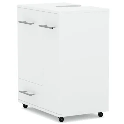 Waschbeckenunterschrank auf Rollen 50 x 33 x 59 cm weiss