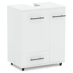 Waschbeckenunterschrank auf Rollen 50 x 33 x 59 cm weiss