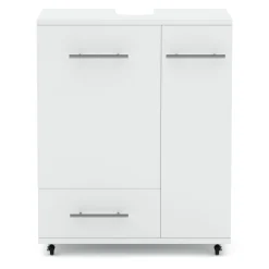 Waschbeckenunterschrank auf Rollen 50 x 33 x 59 cm weiss