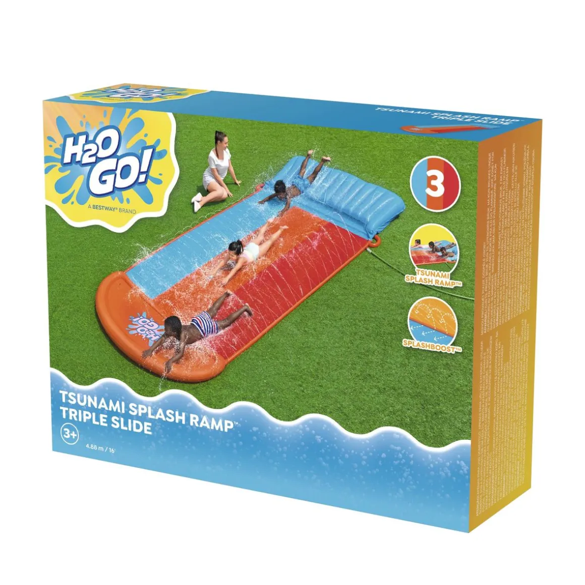 Wasserrutsche Tsunami Splash Ramp Triple Slide H2OGO!
