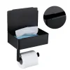 WC-Rollenhalter Edelstahl mit Feuchttücherbox schwarz