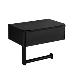 WC-Rollenhalter Edelstahl mit Feuchttücherbox schwarz
