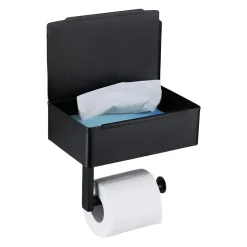 WC-Rollenhalter Edelstahl mit Feuchttücherbox schwarz