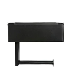WC-Rollenhalter Edelstahl mit Feuchttücherbox schwarz