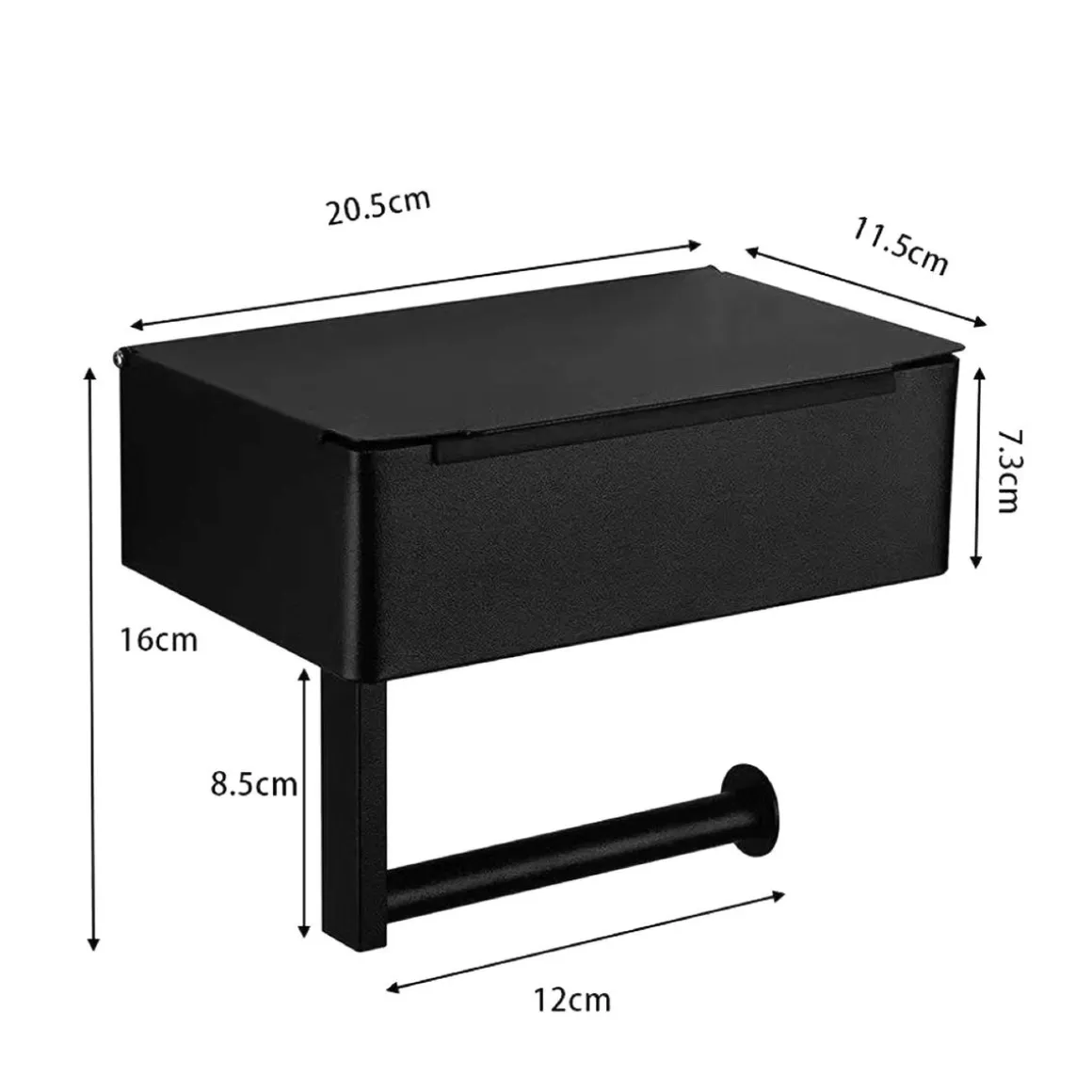 WC-Rollenhalter Edelstahl mit Feuchttücherbox schwarz