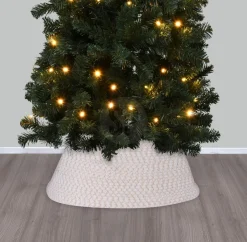 Weihnachtsbaumrock rund 57 cm weiss/gold