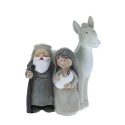 Weihnachtsdeko Krippenszene grau/weiss
