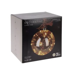 Weihnachtskugel Glas LED 20 cm braun