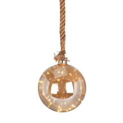 Weihnachtskugel Glas LED 20 cm braun