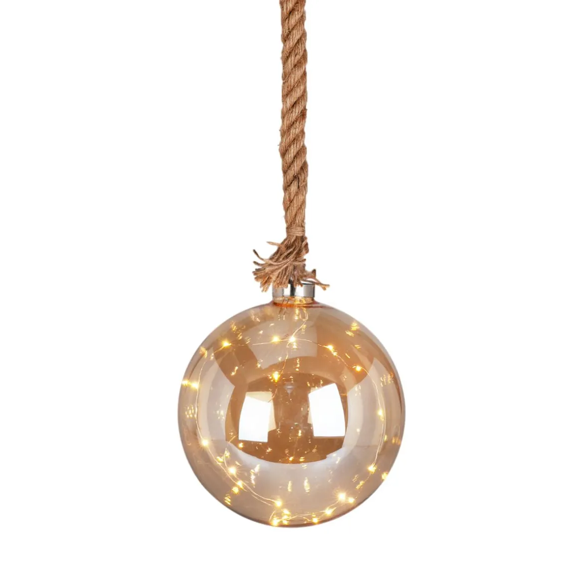 Weihnachtskugel Glas LED 20 cm braun