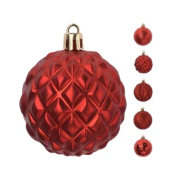 Weihnachtskugel Set 6 cm 35-teilig rot