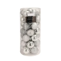 Weihnachtskugel Set 6 cm 35-teilig silber