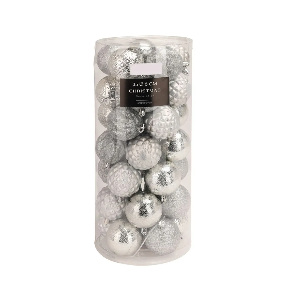 Weihnachtskugel Set 6 cm 35-teilig silber