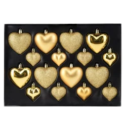 Weihnachtskugel Set Herz 16-teilig gold