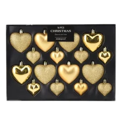 Weihnachtskugel Set Herz 16-teilig gold
