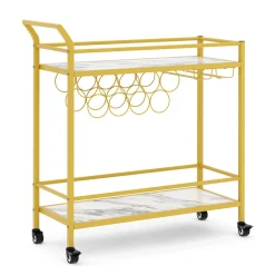 Weinregal auf Rollen für 9 Flaschen 85 x 89 cm gold