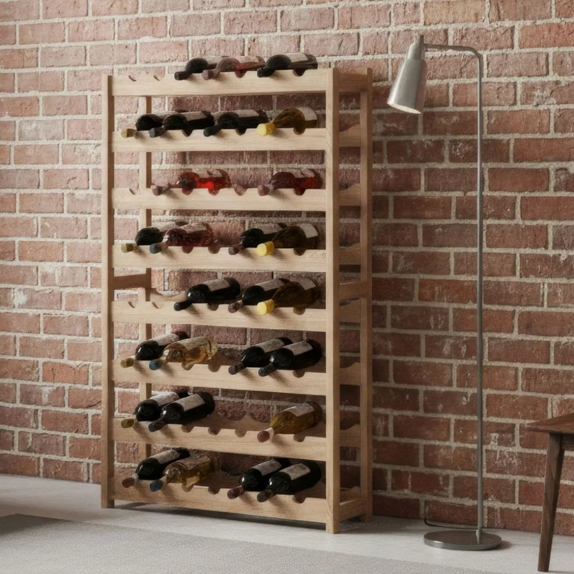 Weinregal Massivholz für 56 Flaschen
