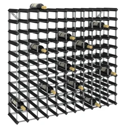 Weinregal Massivholz für 120 Flaschen schwarz