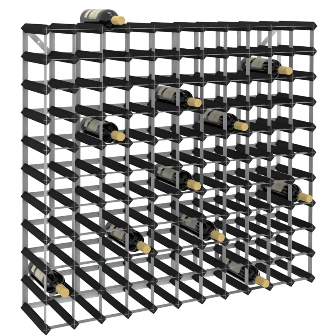 Weinregal Massivholz für 120 Flaschen schwarz