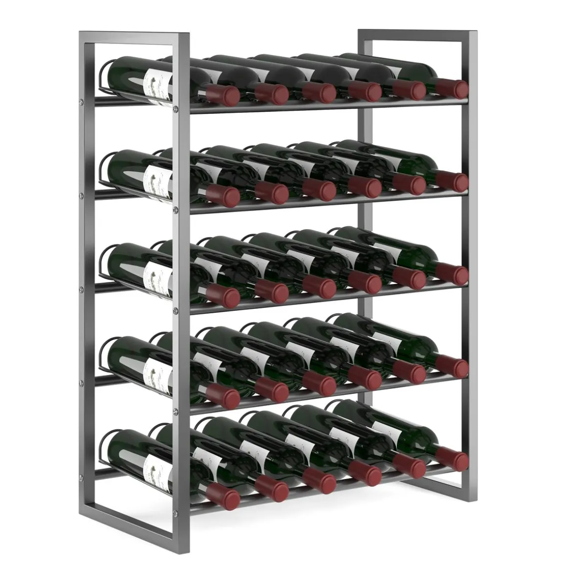 Weinregal Metall für 30 Flaschen silber