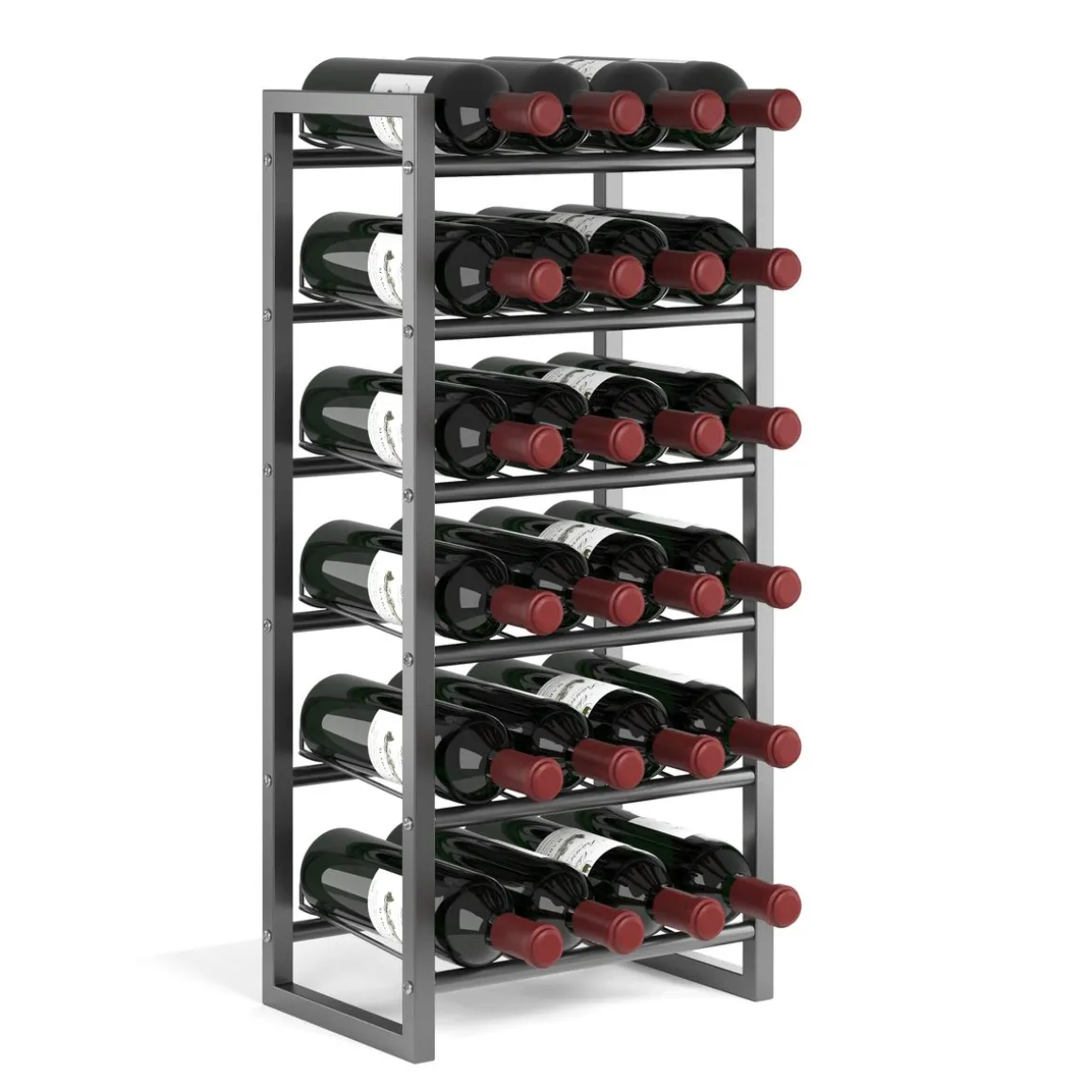 Weinregal Metall für 24 Flaschen silber