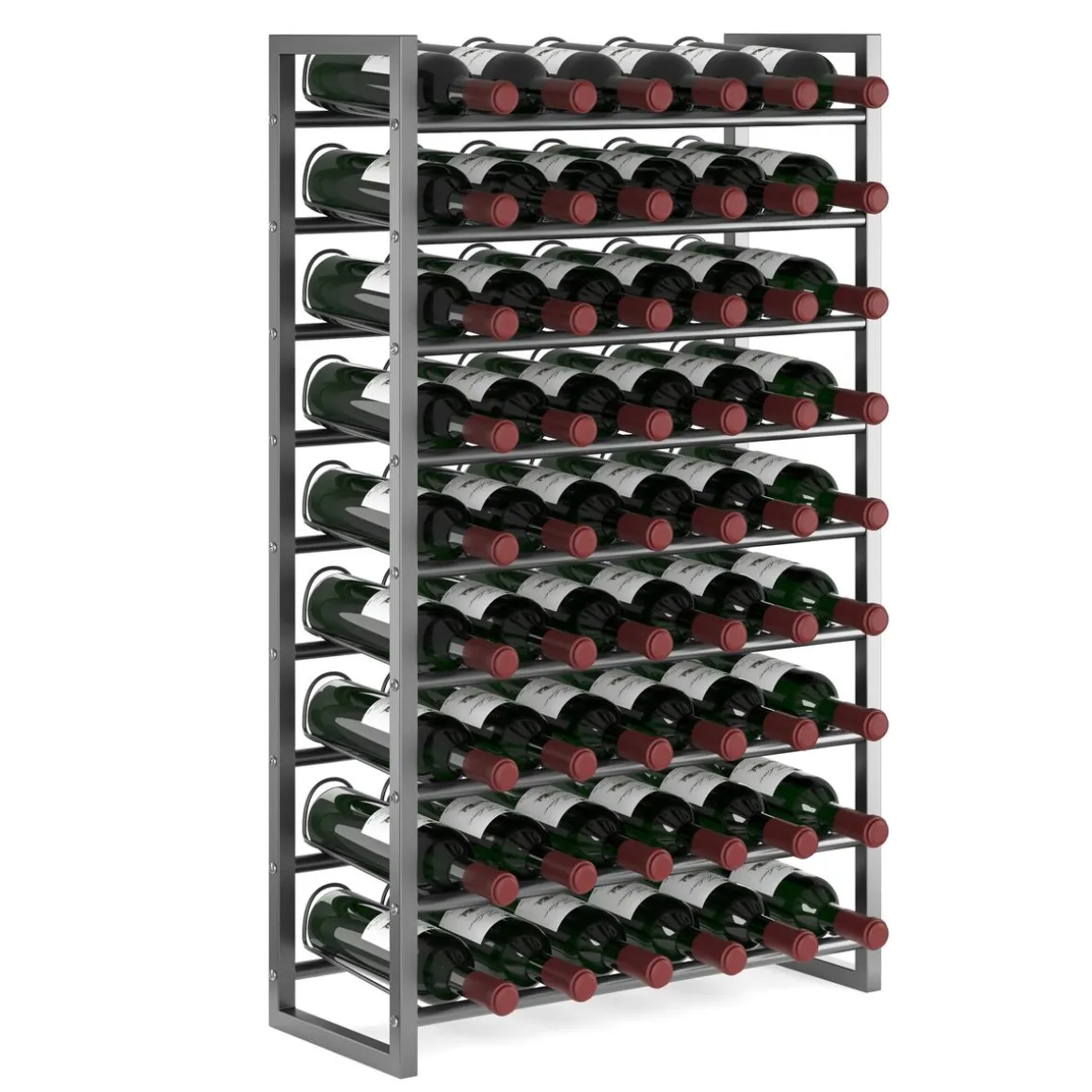Weinregal Metall für 54 Flaschen silber