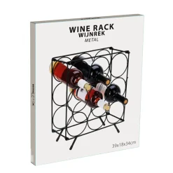 Weinregal Metall für 9 Flaschen schwarz