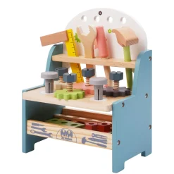 Werkbank Kinder Holz 26-teilig 28 cm bunt/natur